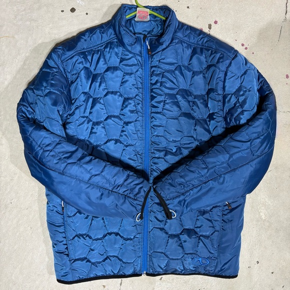 Marker Men’s Blue Quilted Padded Full Zip Coat Jacket Size XXL Font Zip Pockets - Picture 13 of 13